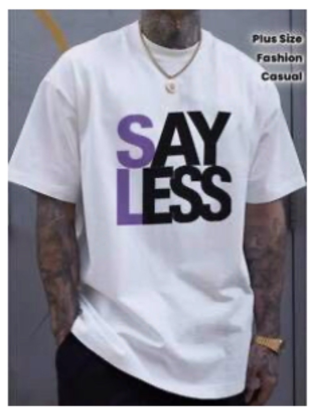 New Arrivals! Say Less White Graphic Tee - Men